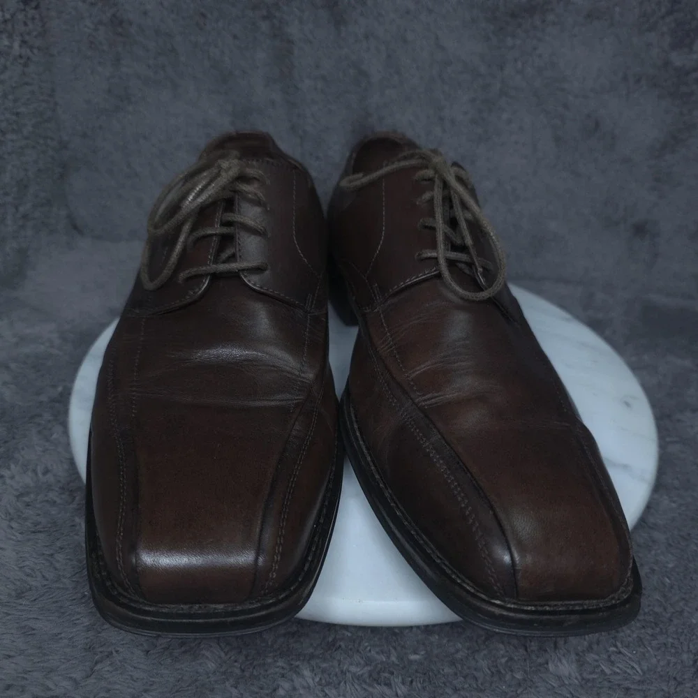 Johnston & Murphy Shoes Mens 9 Brown Leather Derby Oxford Dress Square Toe